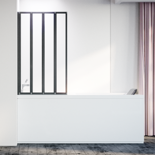 Шторка на ванну Veconi Palau PL-74BL, 900x1500, черный, стекло прозрачное